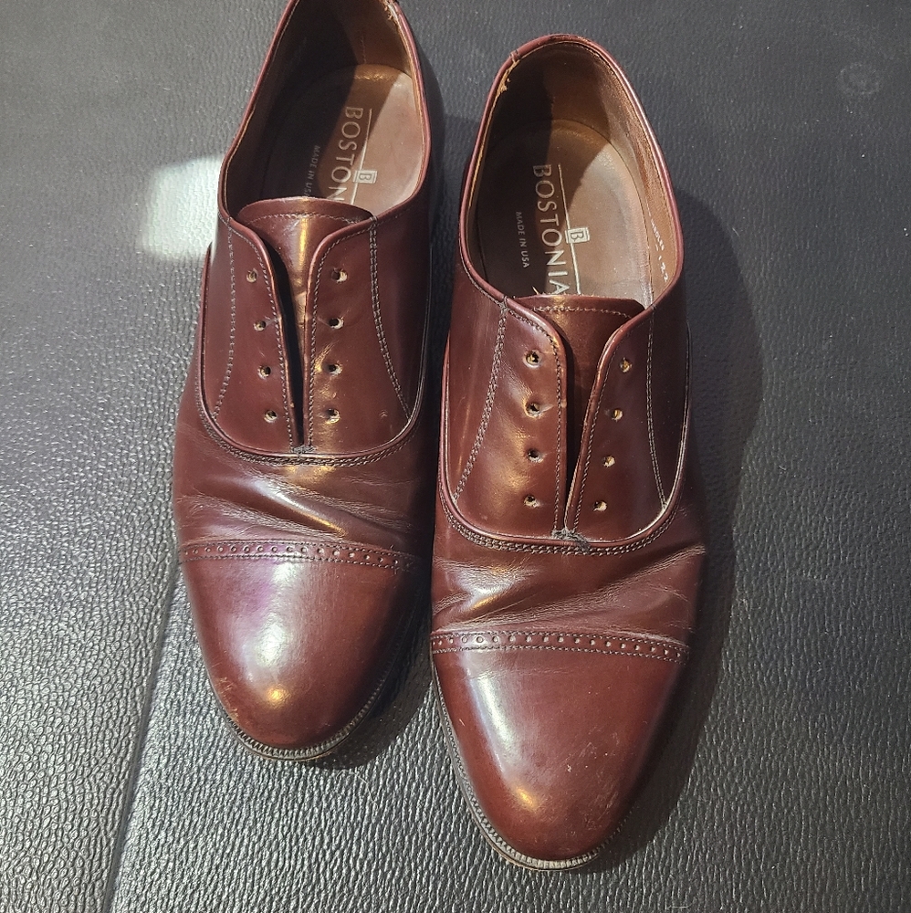 Brown leather dress shoes